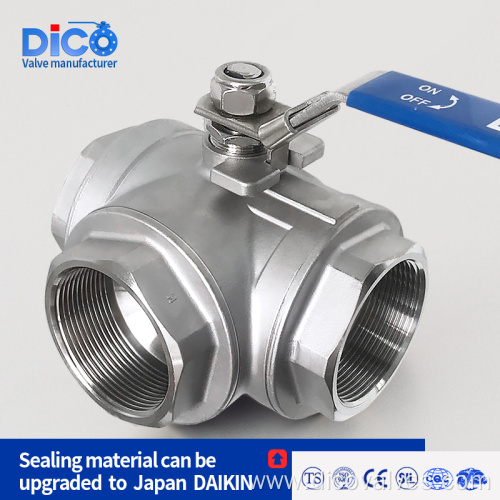 NPT L/T Port Three Way Industrial ball valve